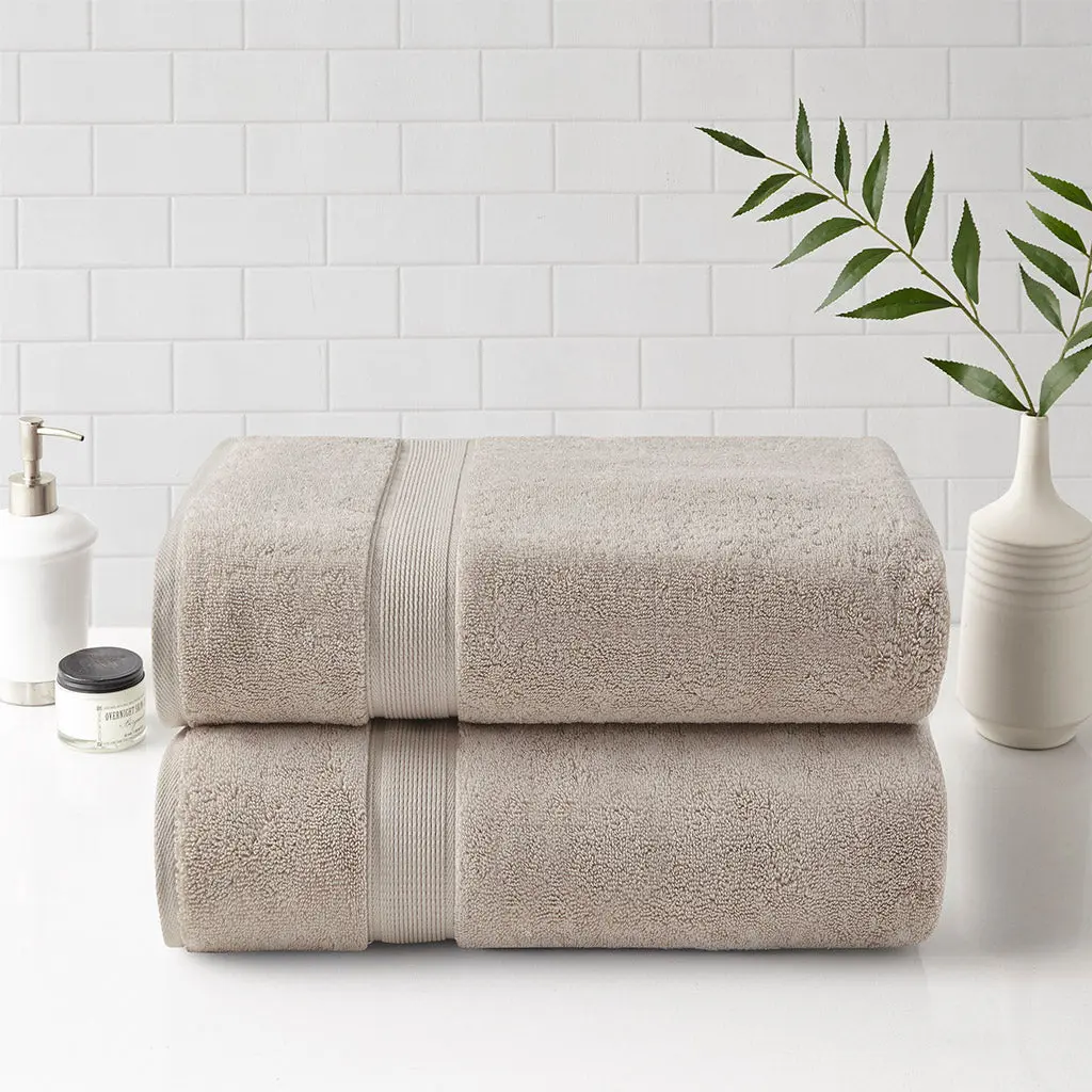100% Cotton Bath Sheet Antimicrobial 2 Piece Set Natural Cotton jla