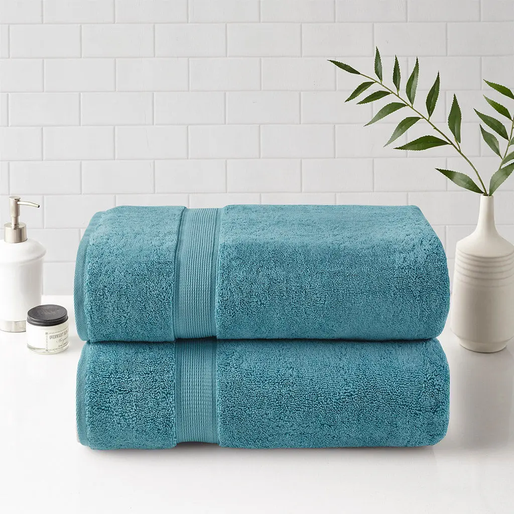 100% Cotton Bath Sheet Antimicrobial 2 Piece Set - Aqua Cotton Towels jla