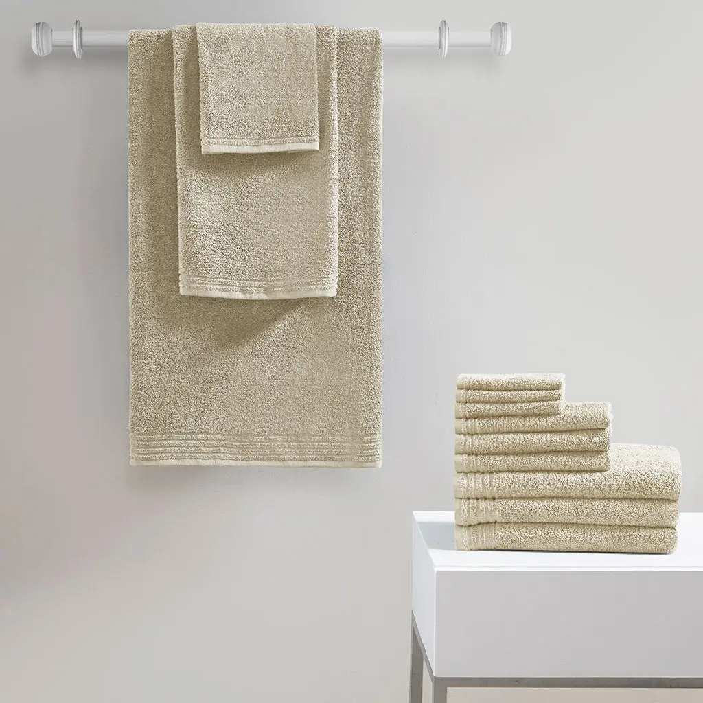 100% Cotton Quick Dry 12 Piece Bath Towel Set Taupe Cotton Soft Bathroom Towels jla