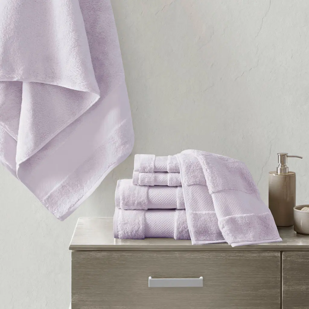 Cotton 6 Piece Bath Towel Set Lavender Soft Absorbent Towels jla
