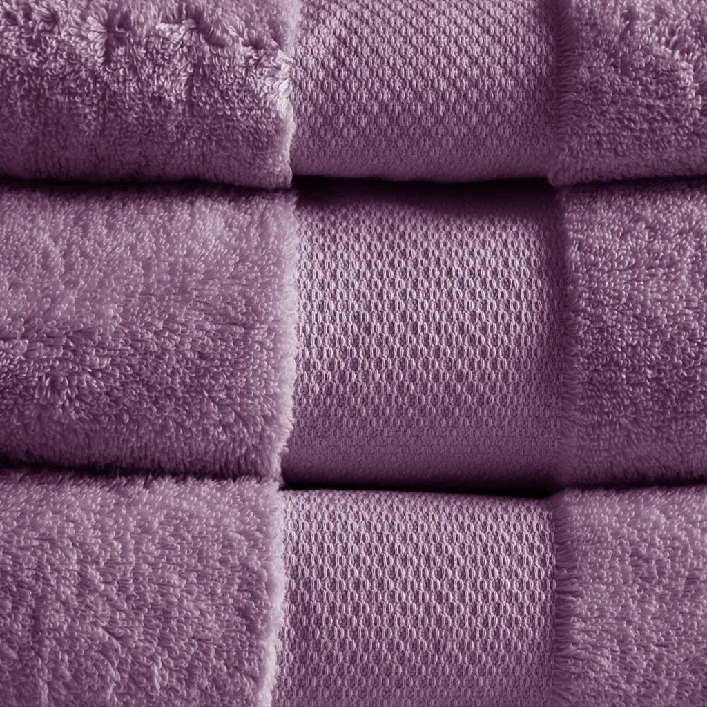 Cotton 6 Piece Bath Towel Set Purple Soft Absorbent Towels jla