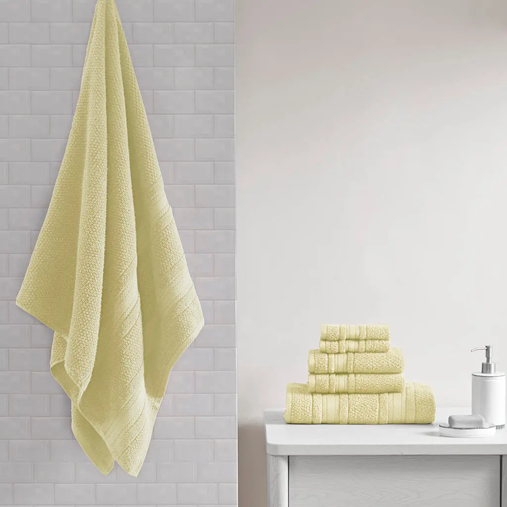 Super Soft Cotton Quick Dry Bath Towel 6 Piece Set Yellow jla