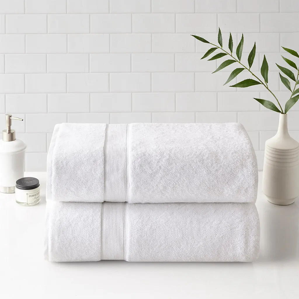 100% Cotton Bath Sheet Antimicrobial 2 Piece Set White jla