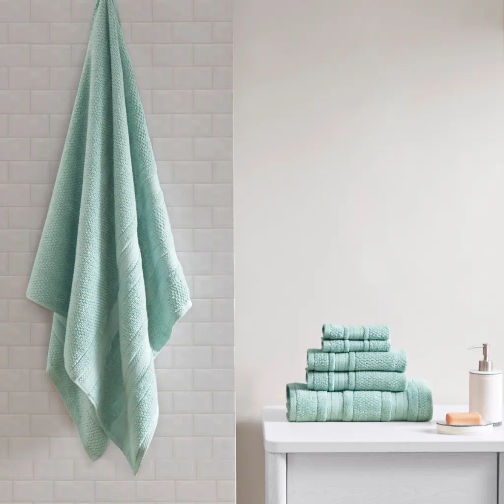 Super Soft Cotton Quick Dry Bath Towel 6 Piece Set Seafoam Cotton Bathroom Towels jla