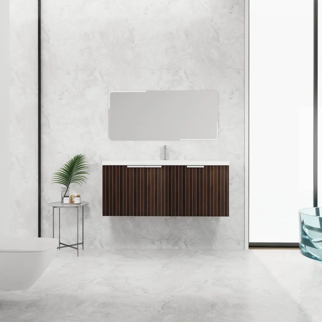 48 Inch Bathroom Cabinet Resin Sink Soft Close Doors Floating Vanity g-lemon