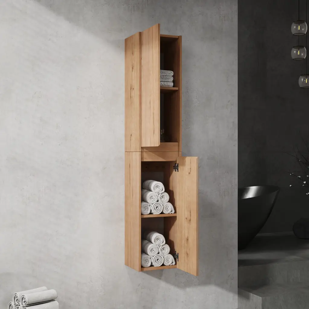 12 Inch Bathroom Side Cabinet 2 Soft Close Doors And Float Mounting Design g-lemon