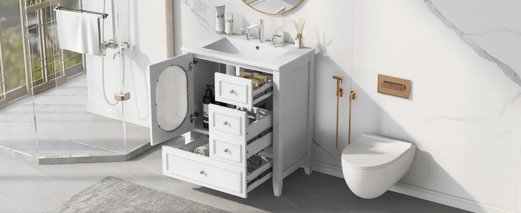 30 Inch Bathroom Vanity Sink Cabinet Three Drawers Storage Space rnb