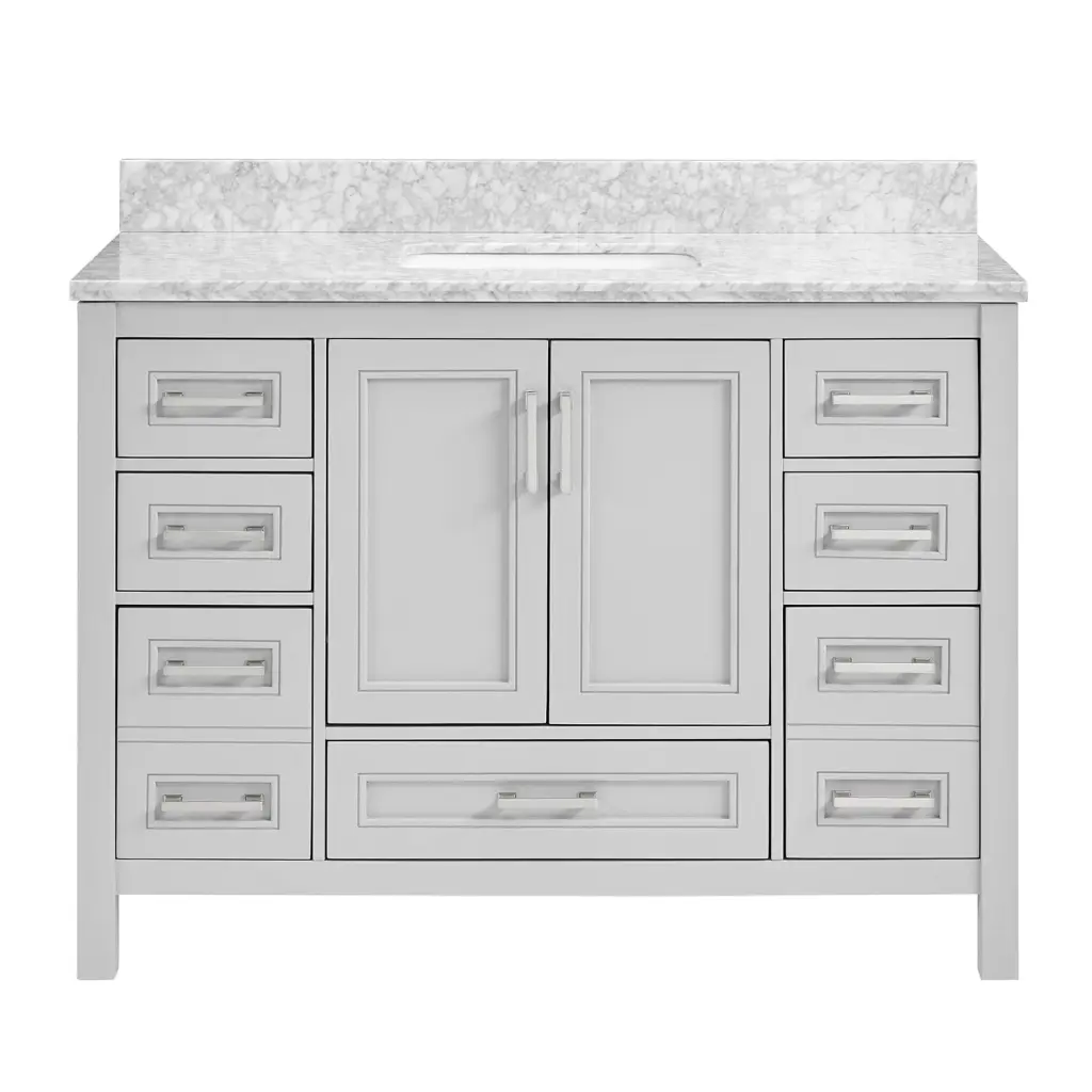 48 Undermount Single Sink Bathroom Storage Cabinet Carrara Natural Stone Top w1059 dilusso