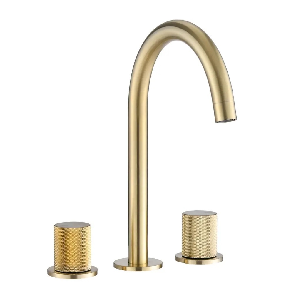 8 Inch Brushed Golden Widespread Bathroom Faucet Two Handles mexile