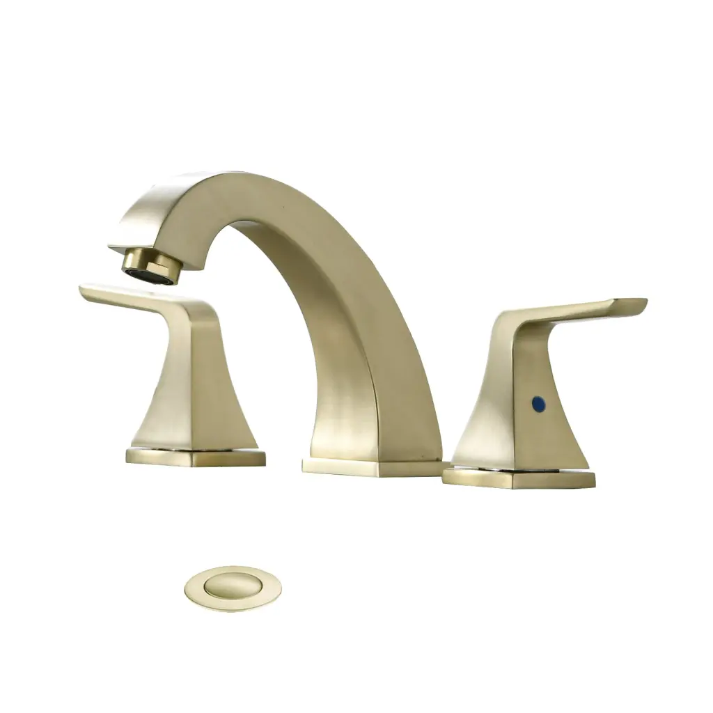Widespread 2 Handles Bathroom Faucet Pop Up Sink Drain Brushed Gold mexile