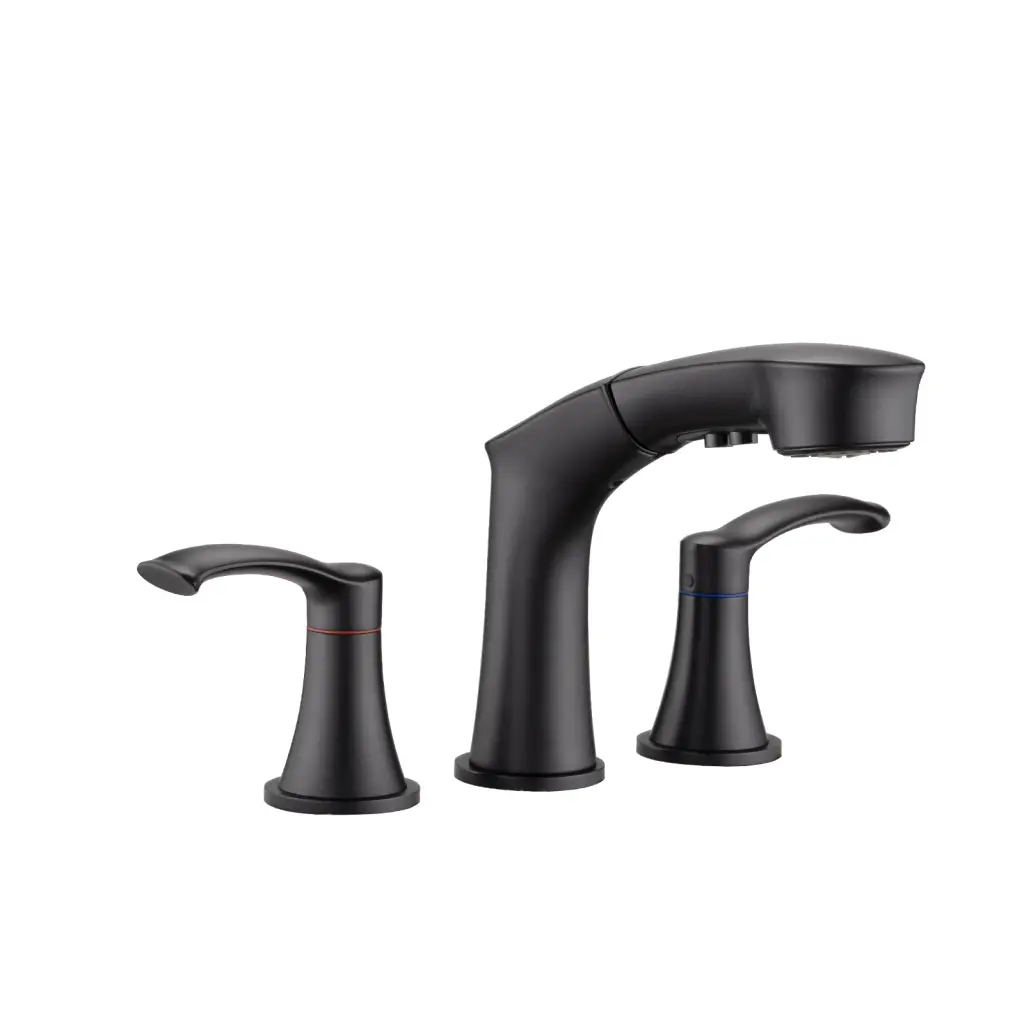 Widespread Pull Out Sprayer Bathroom Faucet 2 Handle Sink Faucet mexile