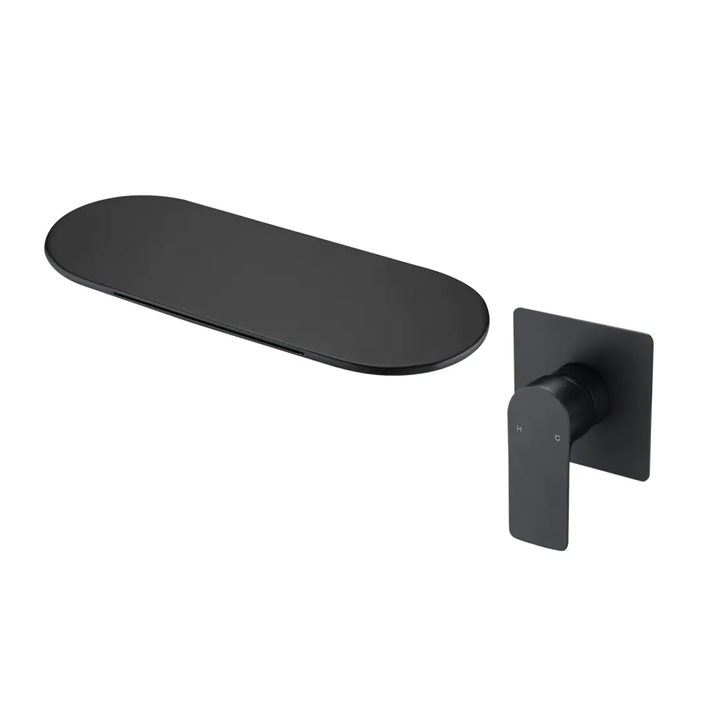 Single Handle Wall Mounted Bathroom Waterfall Sink Faucet Matte Black sihua sanitary ware