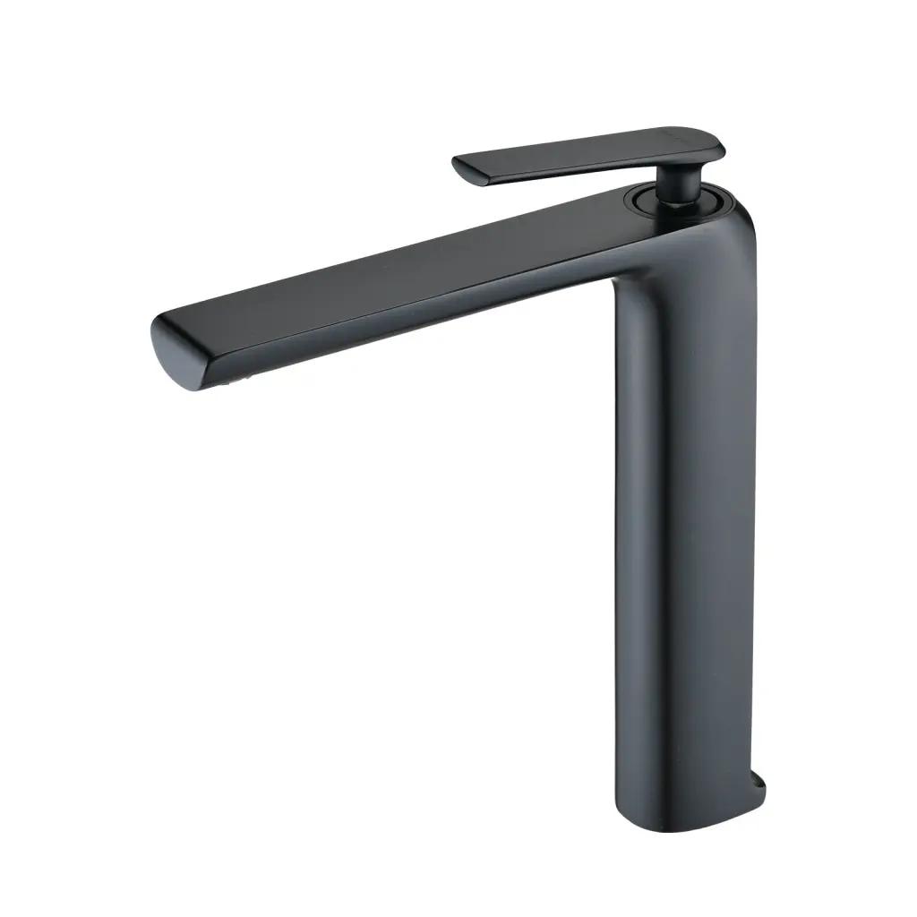 Single Hole Single Handle High Arc Modern Bathroom Faucet Matte Black w1059 dilusso
