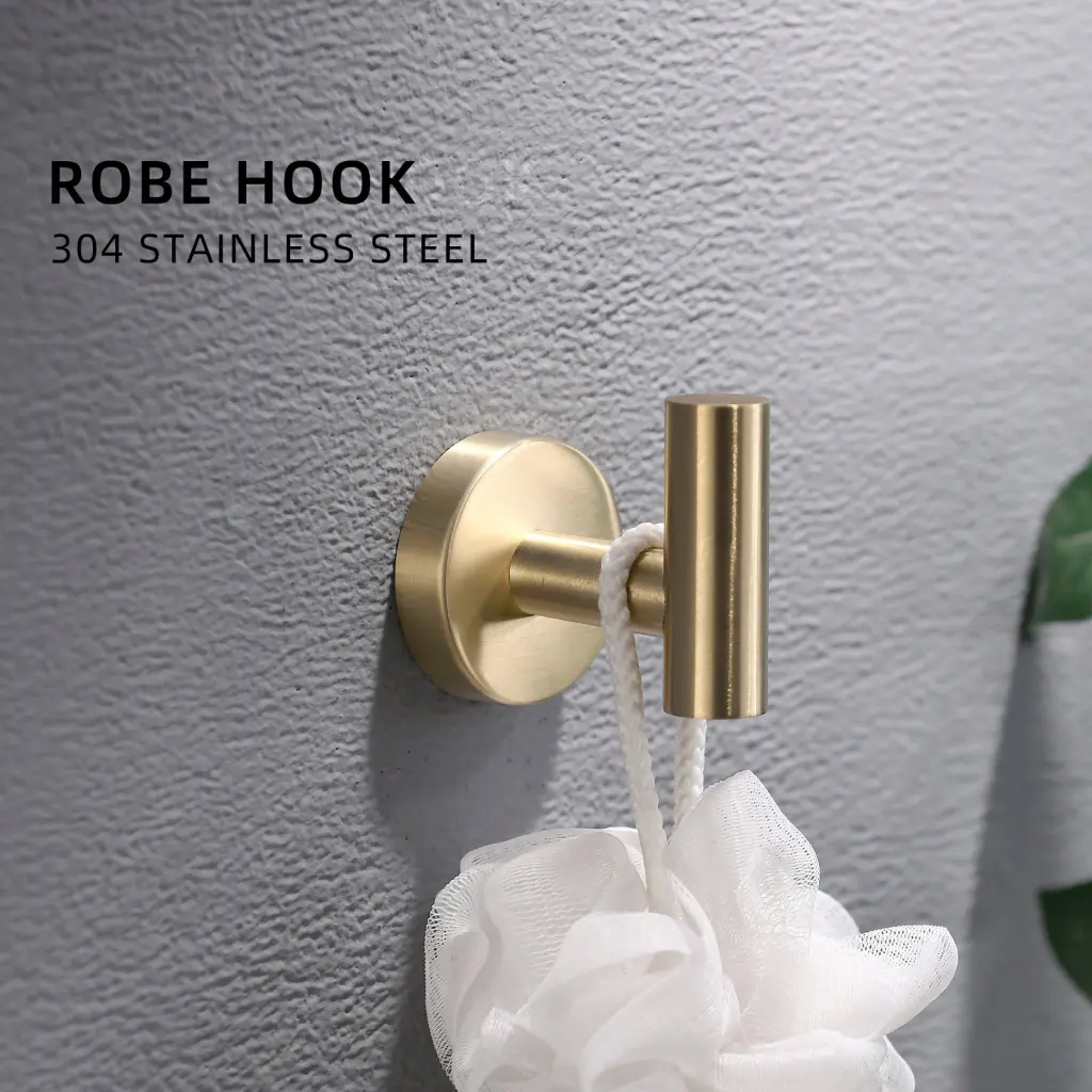 8 Pieces Brushed Nickel Gold Bathroom Accessories Set, Stainless Steel Towel Bar, Towel Ring, Robe Hook, Toilet Paper Hold...