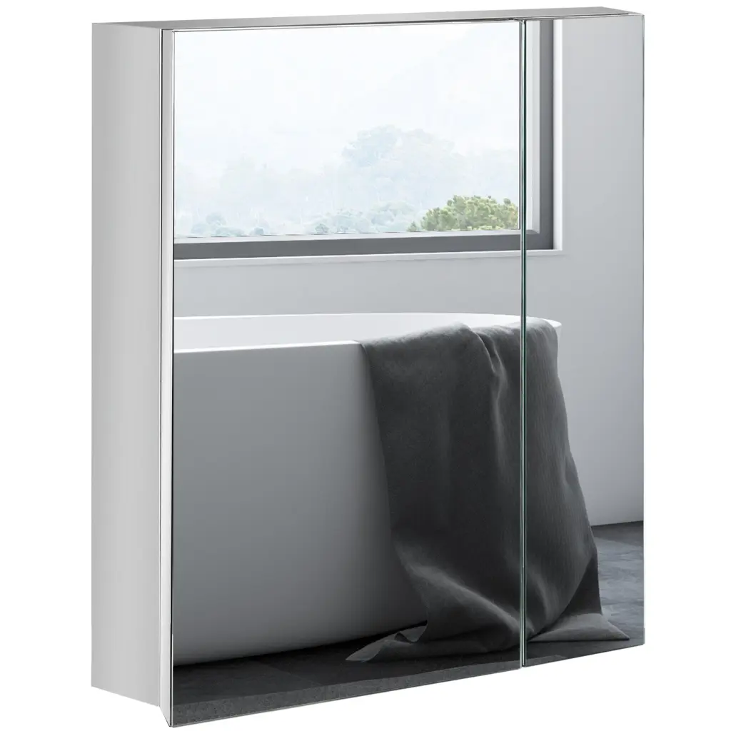 Kleankin Bathroom Mirror Storage Shelves Wall Cabinet Bathroom aosom business