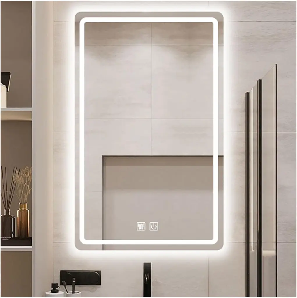 LED Bathroom Mirror 24x32 Inch Stepless Dimmable Wall Mirror Anti-Fog Feature eheng