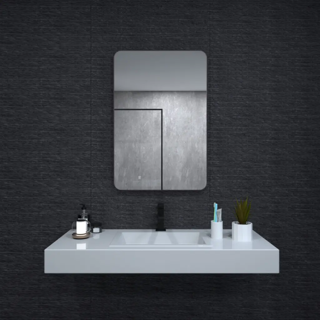 24X36 Inch Aluminum Framed Rounded Rectangle Bathroom Wall Mirror Oil Rubbed Bronze foca us