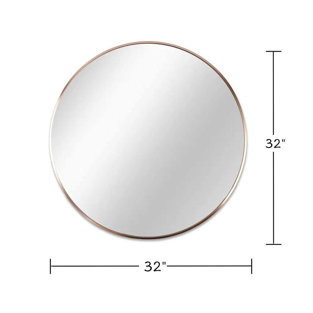 Gold 32 Inch Metal Round Bathroom Mirror Gold Timeless MDF Glass Aluminum huovtr