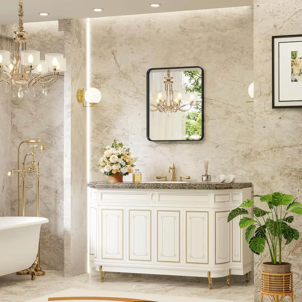 Bathroom Mirror Vanity Mirror Wall Aluminum Alloy Framed Wall Mirror Modern Bathroom Decor w2201