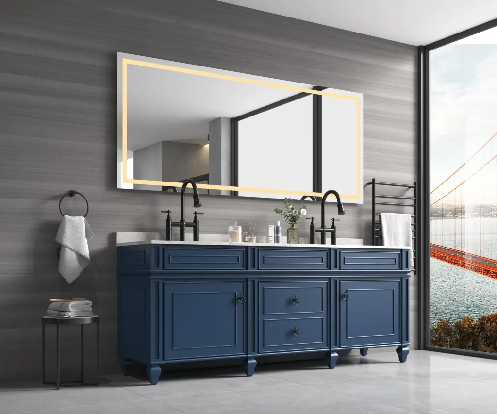 LTL LED Lighted Bathroom Mirror Storage 84x32 Inches Modern Design w928 dongtu group