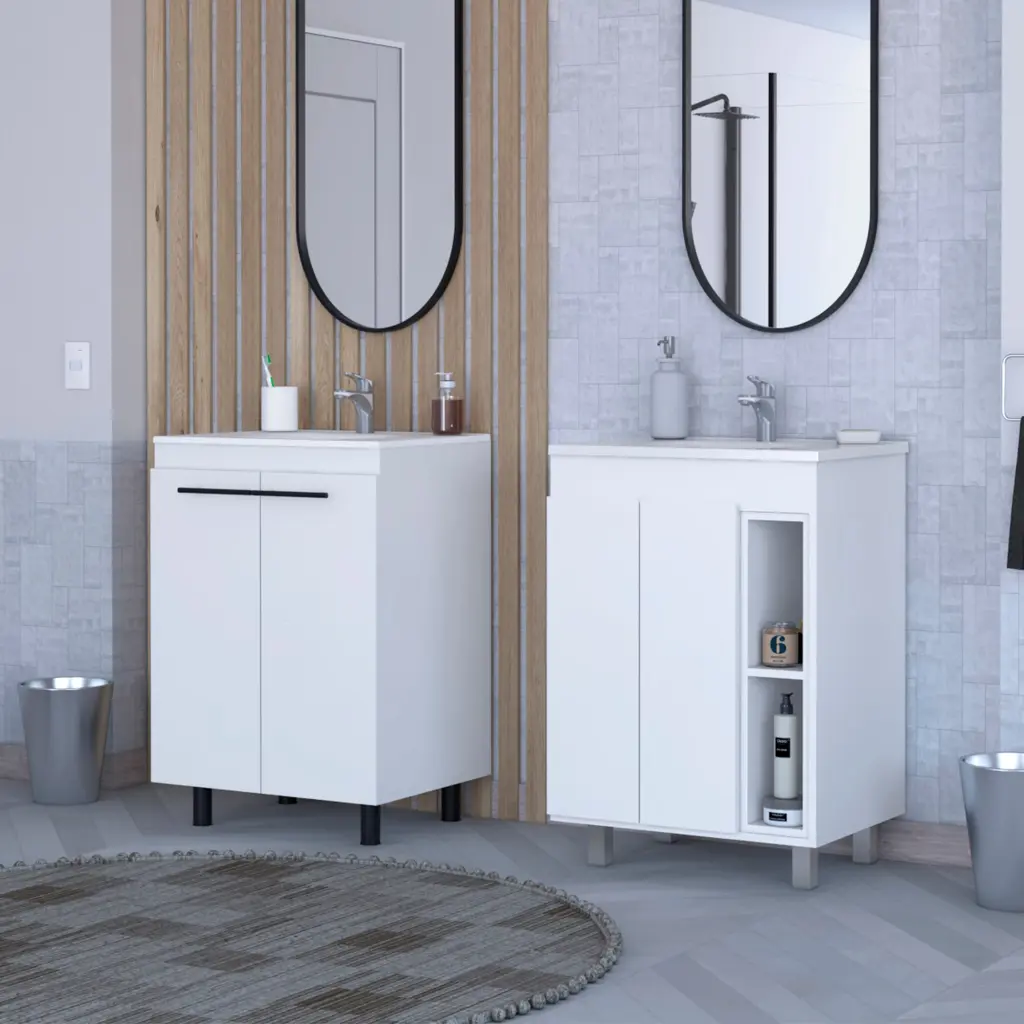 White 2 Piece Bathroom Set Includes 18-23 Inch and 32-35 Inch Storage furniture max