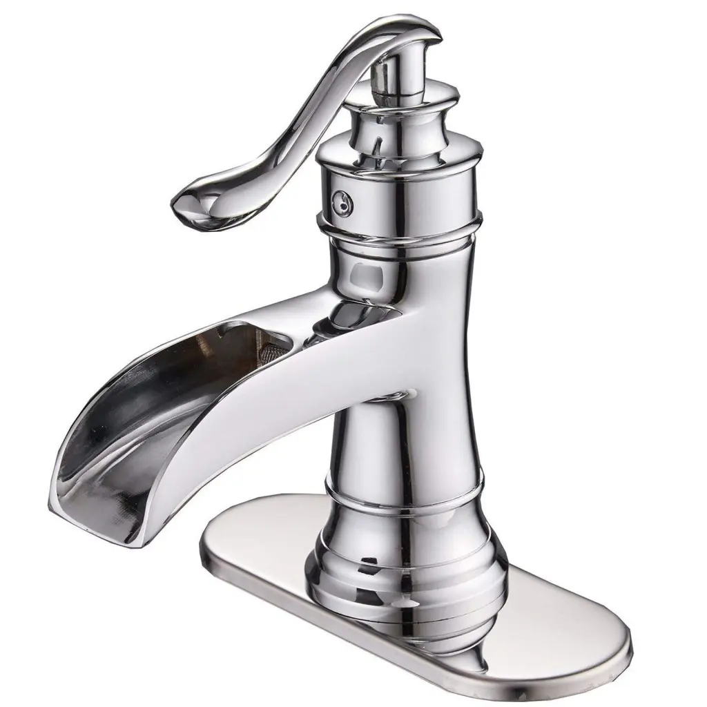 Sleek Chrome Waterfall Bathroom Faucet Single Handle Vanity Sink Tap bathininc
