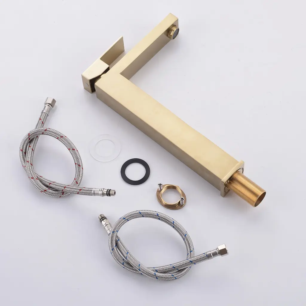 Brushed Gold Bathroom Faucet Sink Single Handle flg