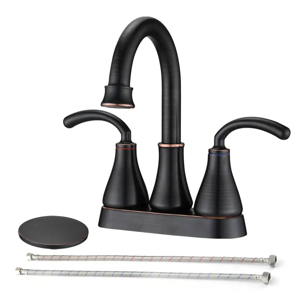 2 Handle Bathroom Sink Faucet Pop Up Drain, Oil Rubbed Bronze Vintage Style mexile