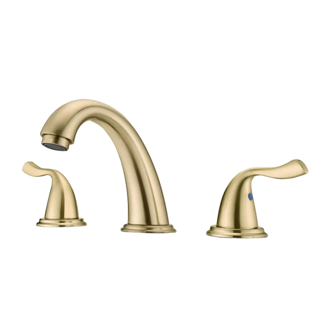 8 Inch 3 Holes 2 Handles Bathroom Sink Faucet Brushed Gold Finish mexile