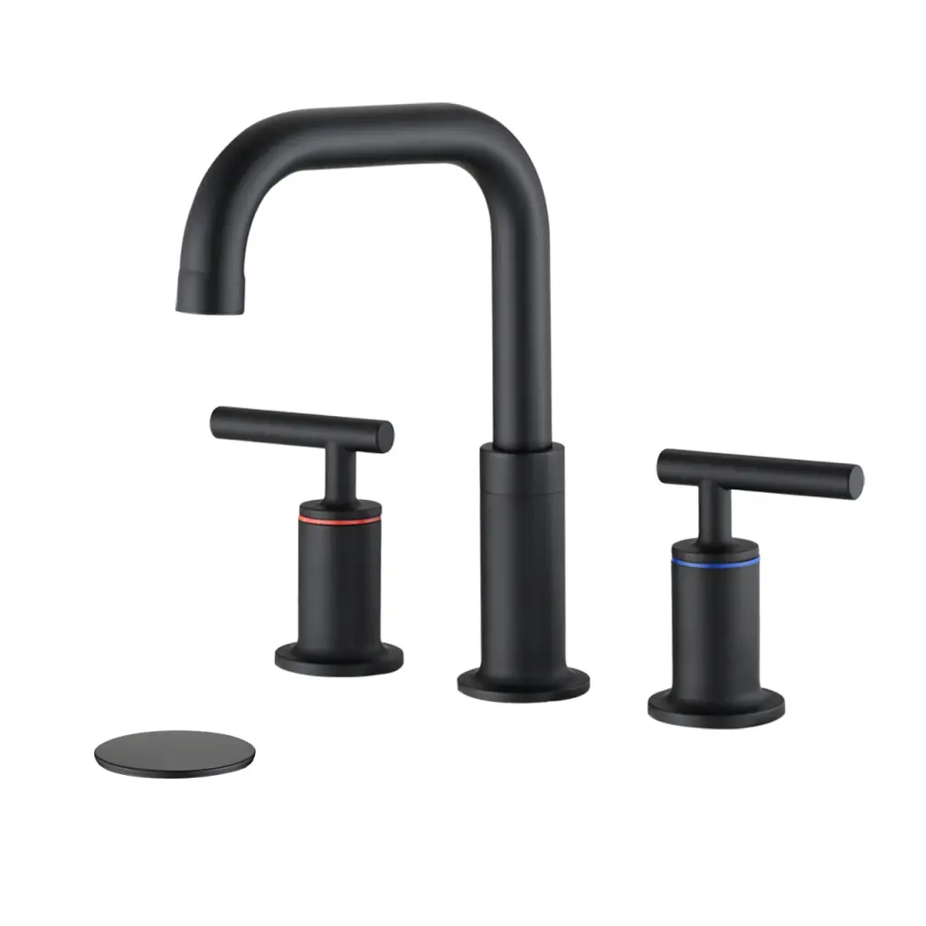 8 Inch Widespread Bathroom Sink Faucet Pop Up Drain Matte Black sihua sanitary ware