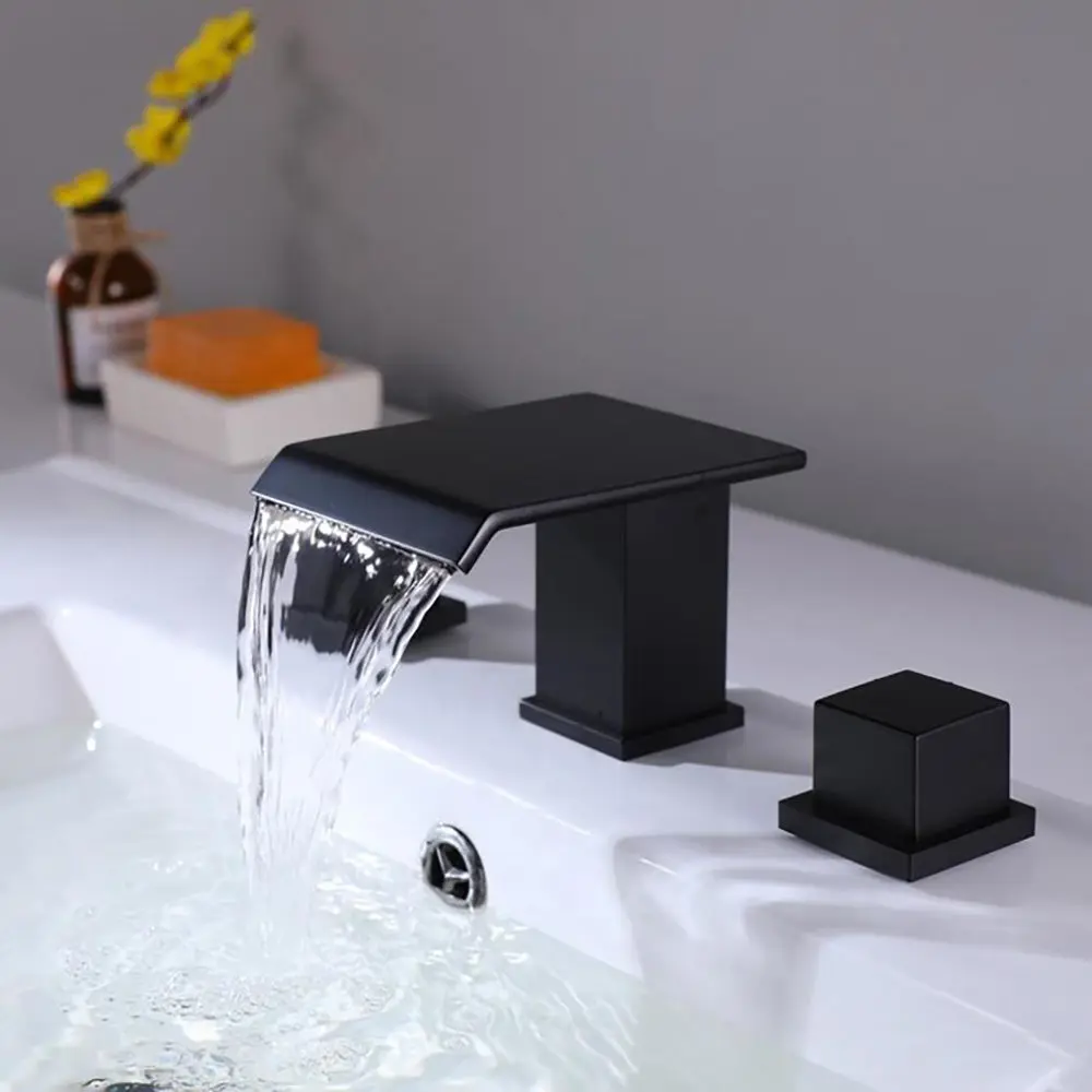 Waterfall Widespread Bathroom Sink Faucet 3 Hole 8 Inch Two Handle Vanity w1059 dilusso