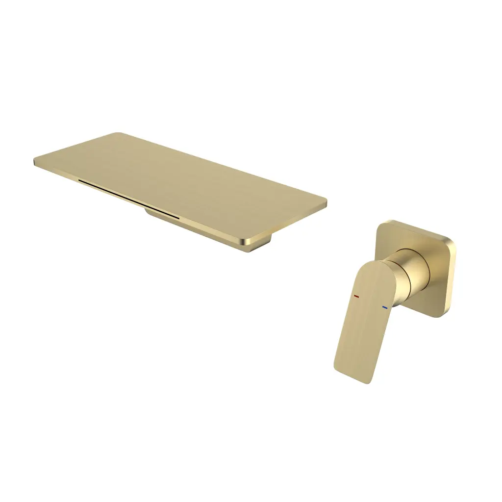 Waterfall Bathroom Sink Faucet Brushed Gold Brass Finish w2287