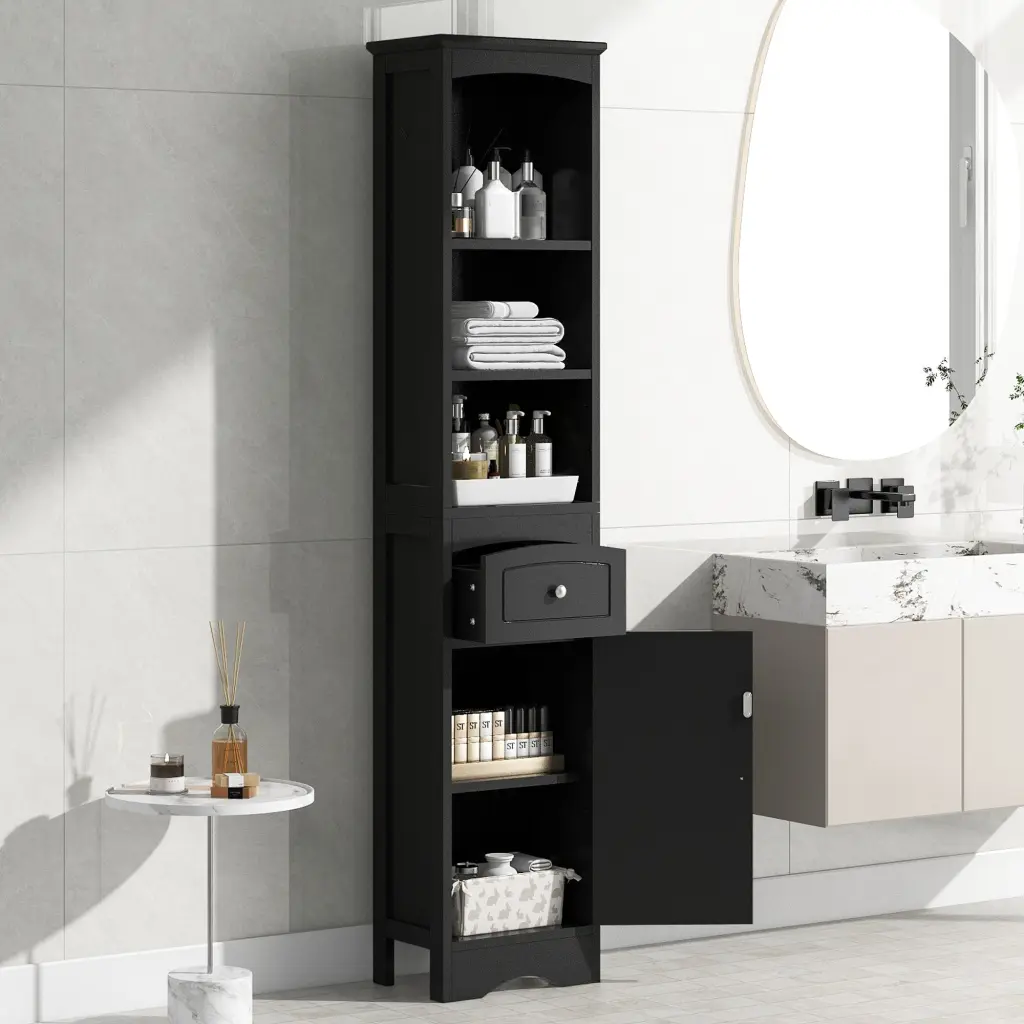 Tall Bathroom Cabinet Freestanding Storage Cabinet Drawer MDF rnb