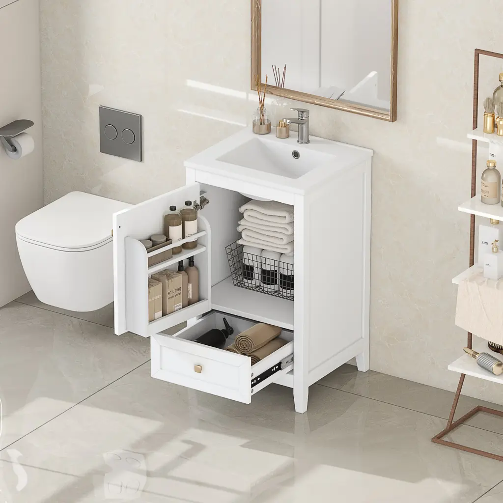 20 Inch Bathroom Vanity Sink and Soft Closing Door Modern Bathroom Cabinet rnb