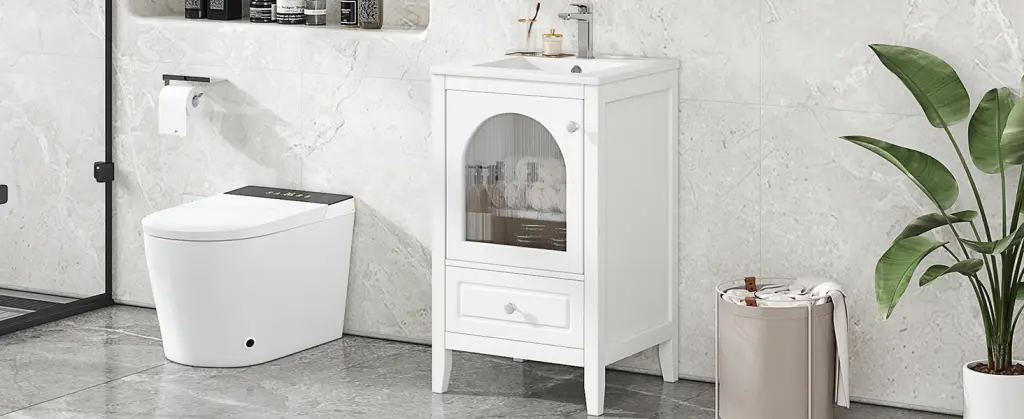20 Inch Bathroom Vanity Sink and Soft Closing Glass Doors - Modern Bathroom Cabinet rnb