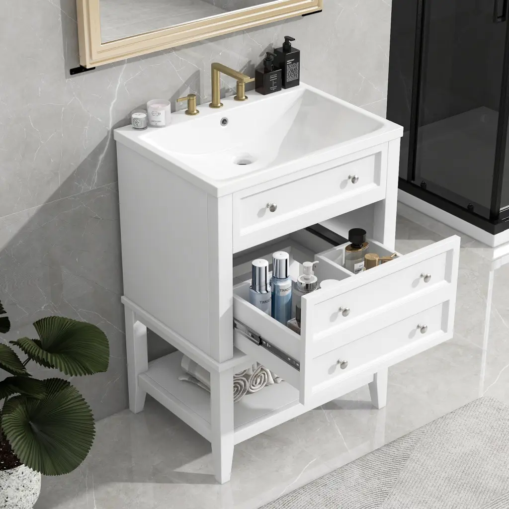 24 Inch Bathroom Vanity Sink And Storage Cabinet Drawer Modern Bathroom Furniture rnb