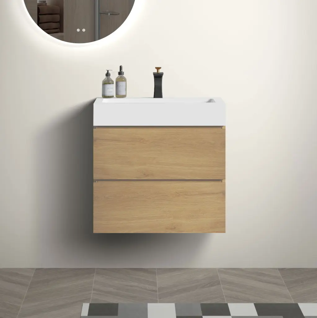 U040 Alice24 106 Alice 24 Inch Natural Oak Bathroom Vanity Sink Large Storage abay home
