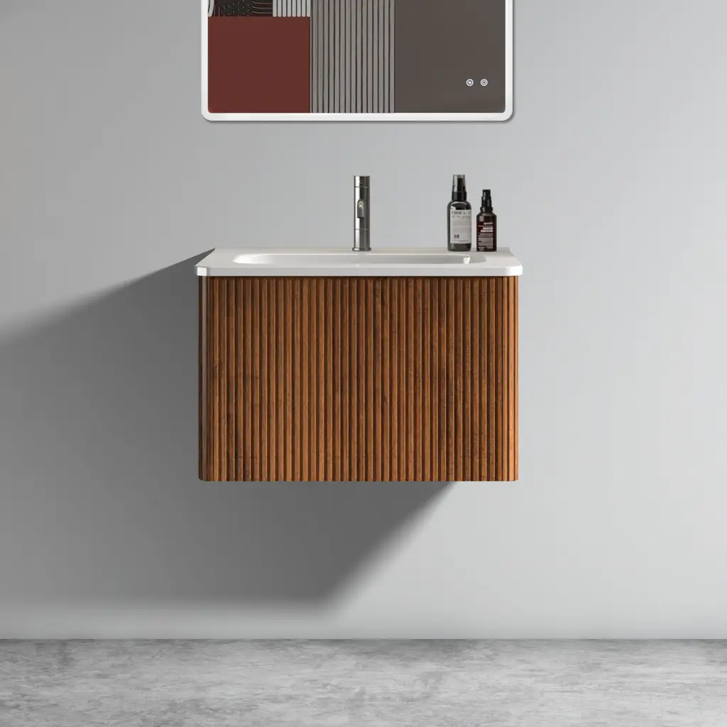 U046 Etna24W 305 Etna 24 Inch Striped Walnut Bathroom Vanity White Ceramic Sink abay home