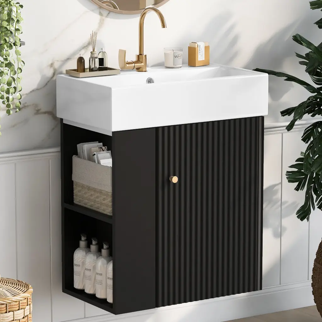 21.6 Inch Modern Floating Bathroom Vanity Ceramic Basin rnb