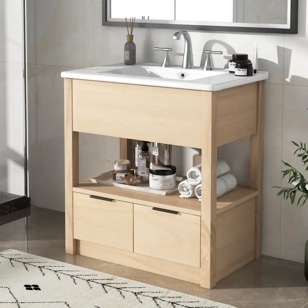 30 Inch Bathroom Vanity Sink Top Bathroom Cabinet Open Storage rnb
