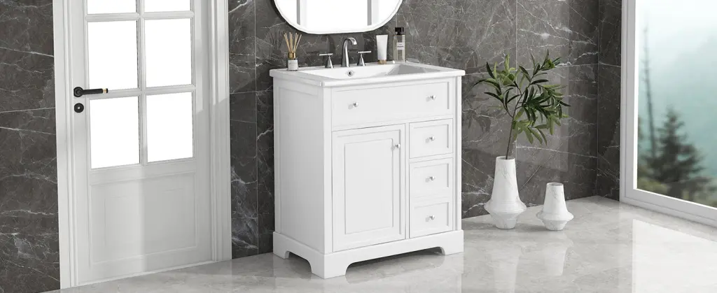 30 Inch Bathroom Vanity Sink Top and Cabinet Doors Modern Vanity Set rnb