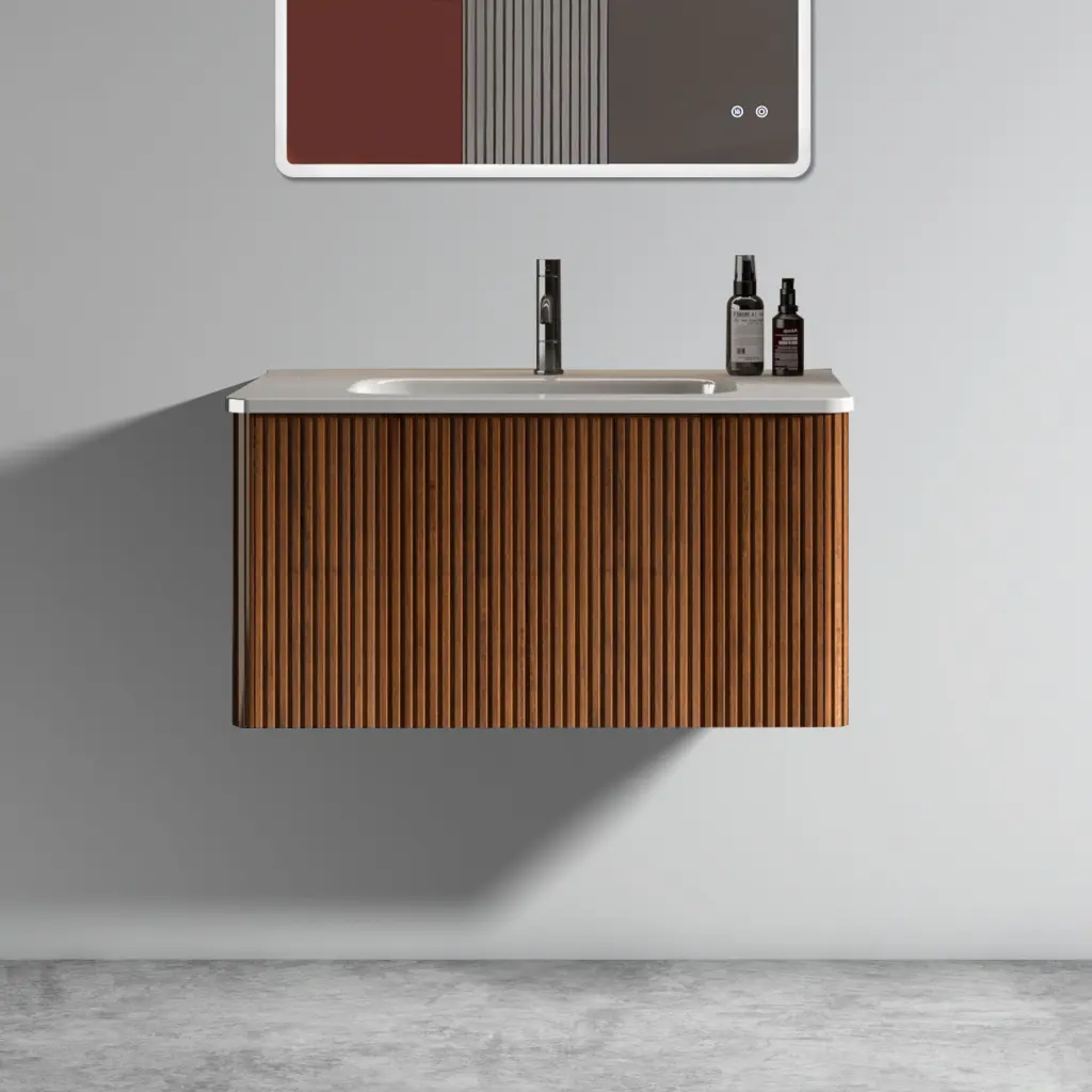 U047 Etna30W 305 Etna 30 Inch Striped Walnut Bathroom Vanity White Ceramic Sink rnb