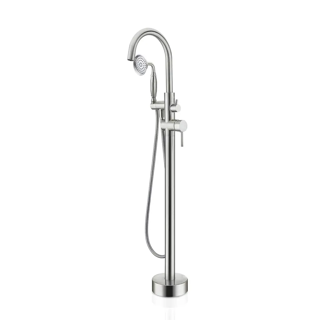 Freestanding Tub Filler Bathtub Faucet Brushed Nickel Hand Held Showerhead mexile