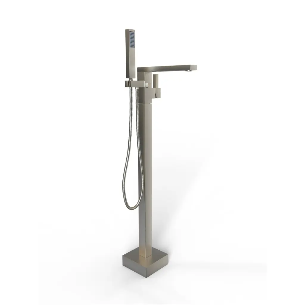 Brushed Nickel Freestanding Bathtub Faucet Side Sprayer Floor Mount vovica
