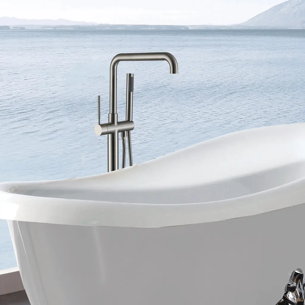 Freestanding Bathtub Faucet Hand Shower Three Blush Bathroom Metal w1533