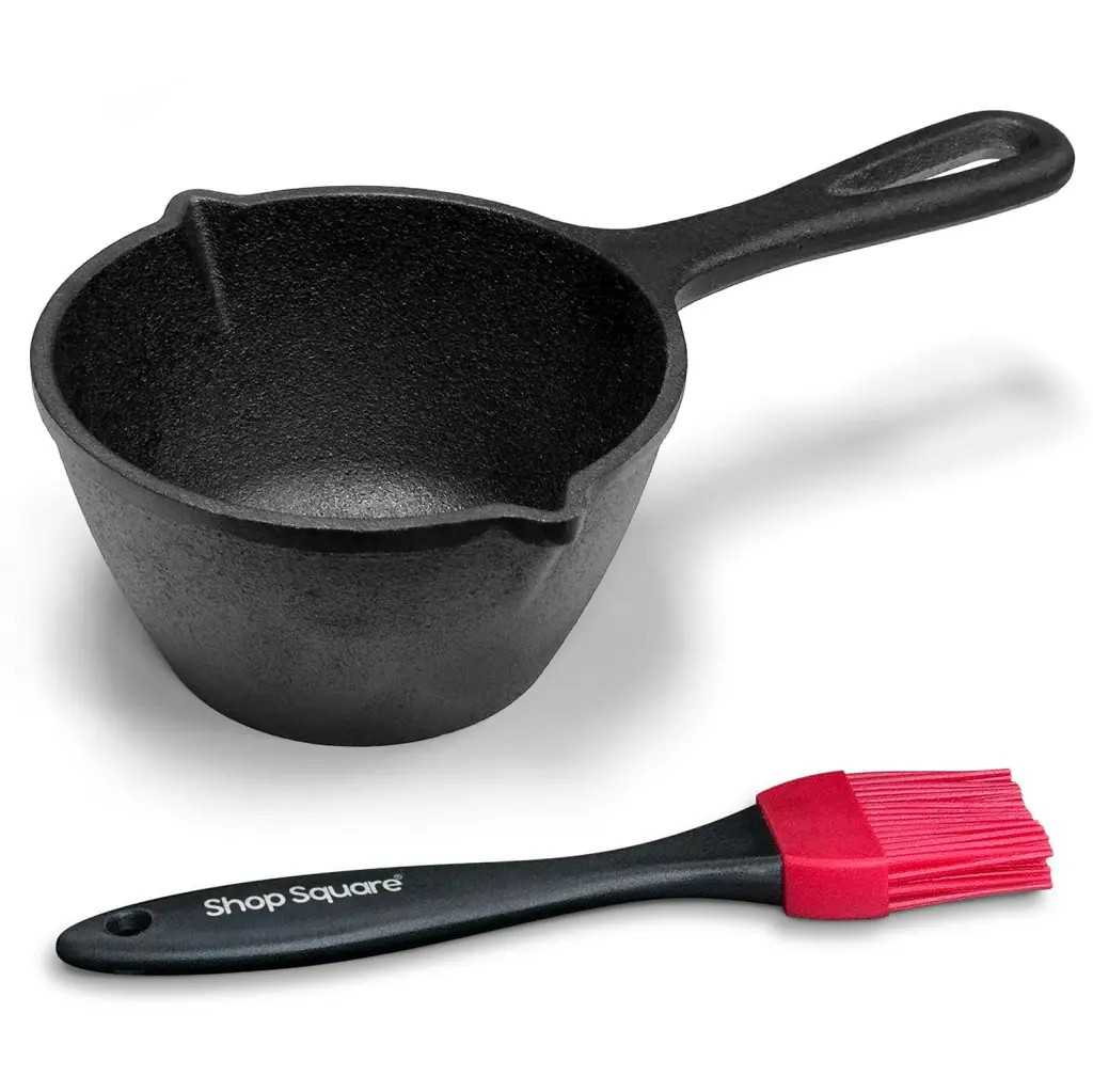 Cast Iron Basting Pot and Silicone BBQ Brush BBQ Basting Set Sauce w2181