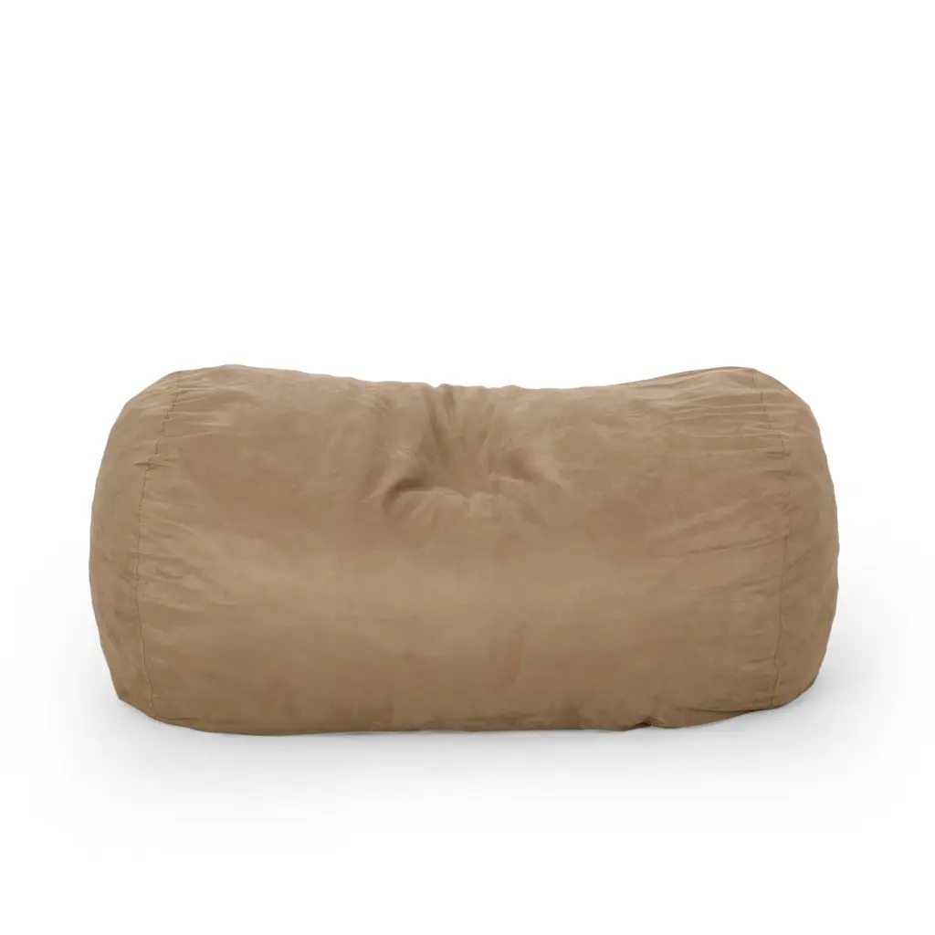 Potrero 6.5 Foot Microfiber Cylindrical Bean Bag Beige Living Room Seating bazar