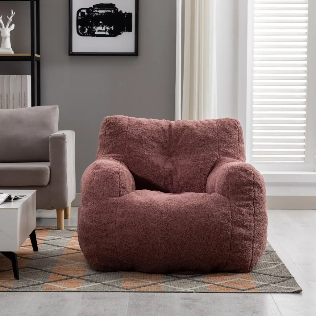 010 Soft Teddy Fabric Tufted Foam Bean Bag Chair Comfortable Seating dg collection