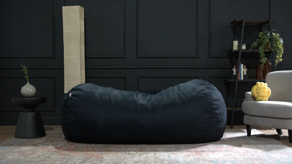 Jasper Traditional 8 Foot Cylindrical Suede Bean Bag Black Microfiber bazar