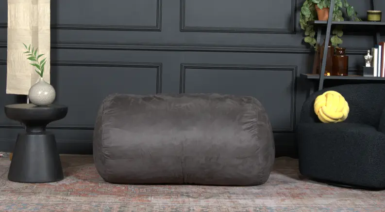 Michael 4 Foot Cylindrical Suede Bean Bag Charcoal Polyester bazar